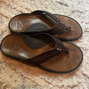 Mens Reef Brown Leather Sandals with Adjustable arch